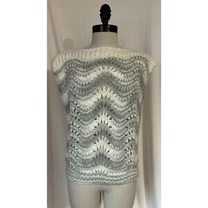 Handmade 1990s Vintage Crocheted Sweater Vest Gray Womens M